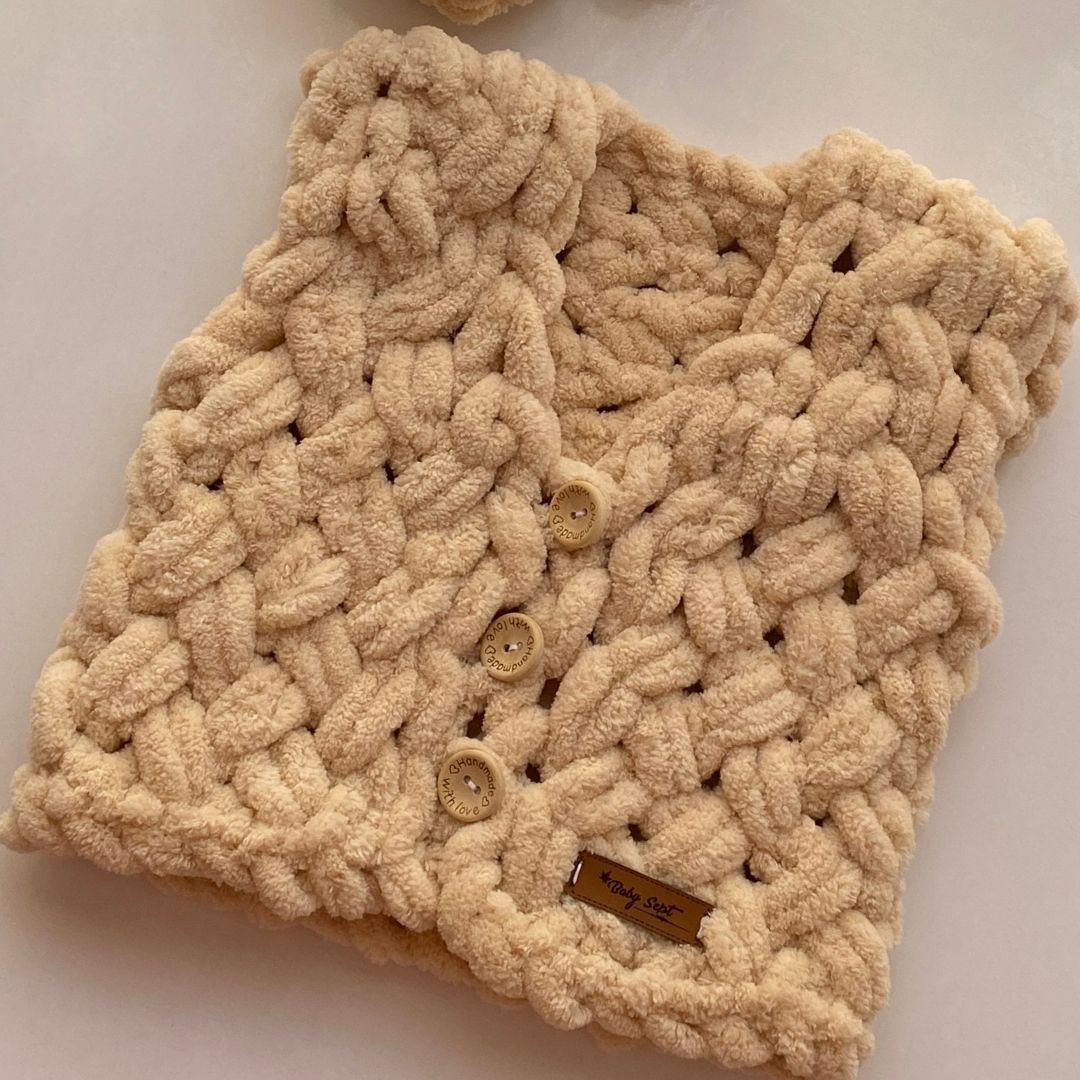 Puffy % 100 Pamuk Yelek - Patik - Bere Takımı Bal Köpüğü