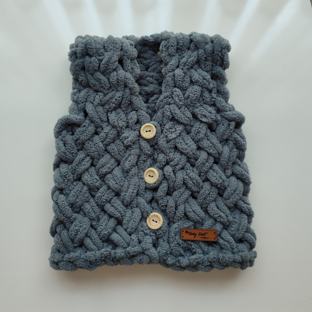 Puffy % 100 Pamuk Yelek - Patik - Bere Takımı Gri