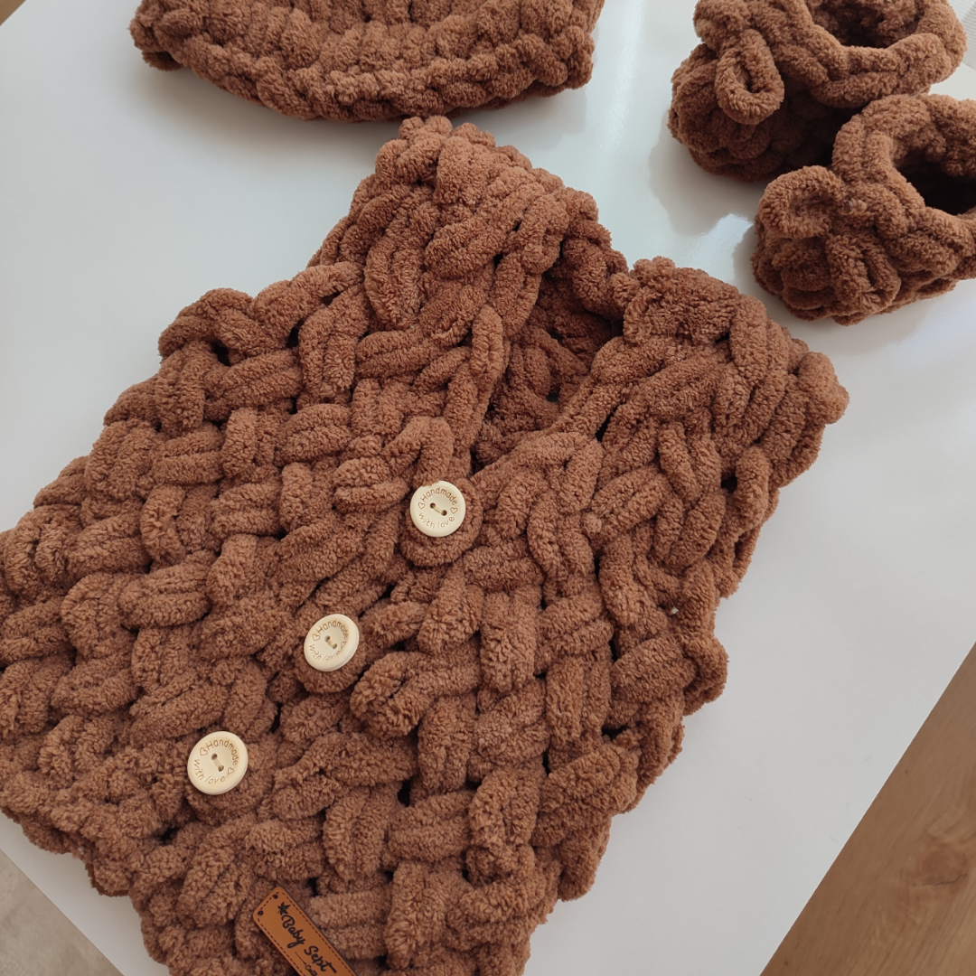 Puffy % 100 Pamuk Yelek - Patik - Bere Takımı Kahve Moka