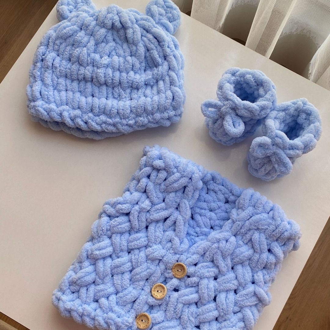 Puffy % 100 Pamuk Yelek - Patik - Bere Takımı Mavi