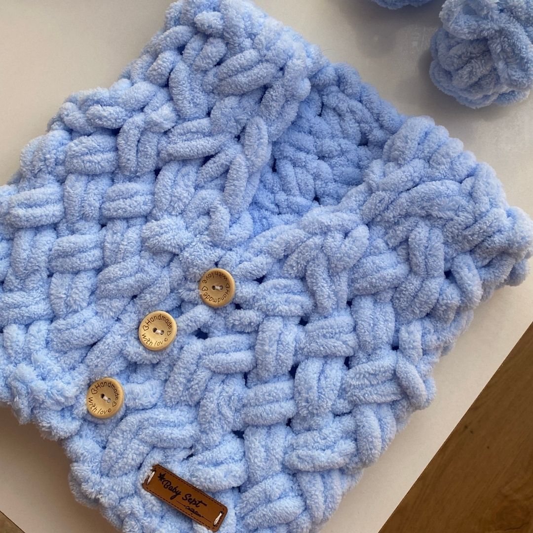 Puffy % 100 Pamuk Yelek - Patik - Bere Takımı Mavi