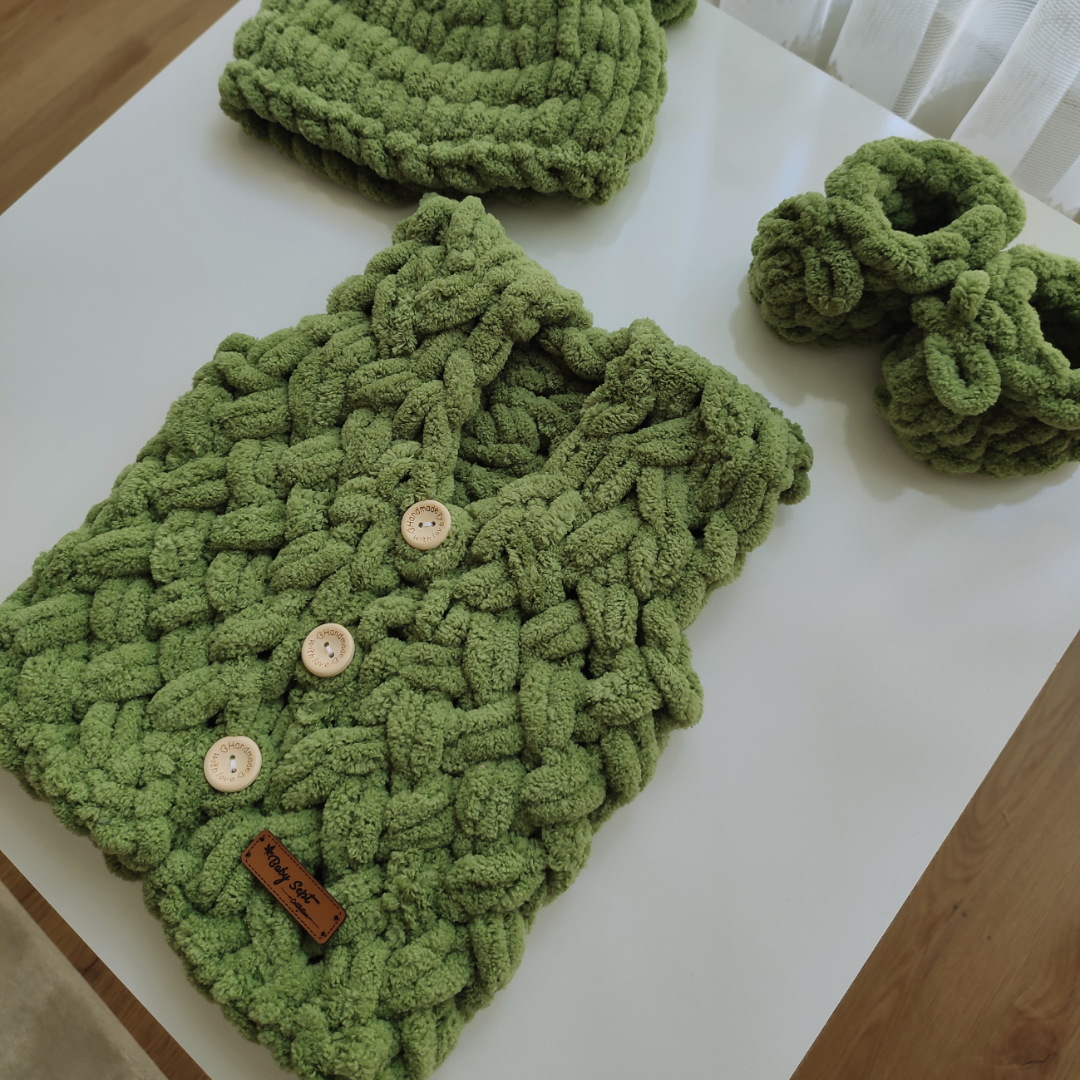 Puffy % 100 Pamuk Yelek - Patik - Bere Takımı Yeşil